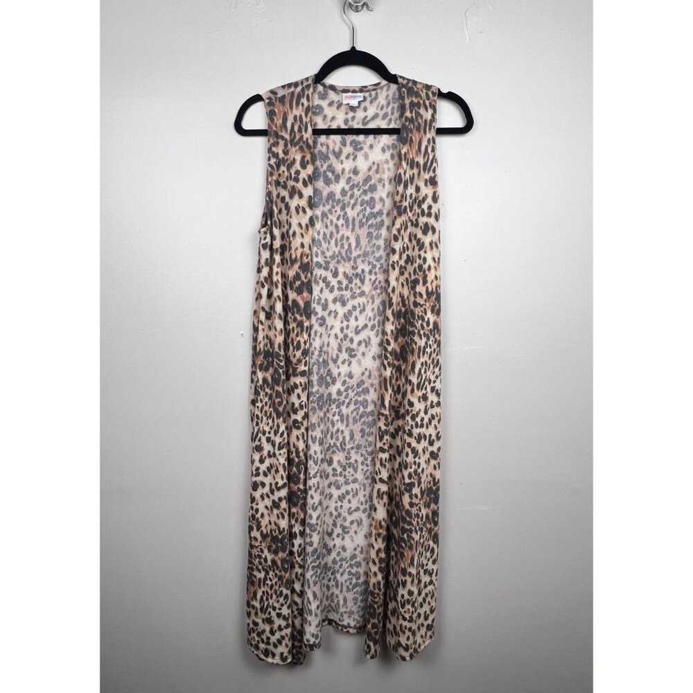 LuLaRoe Women's Animal Print Open Front Sleeveless Duster Cardigan Size Small